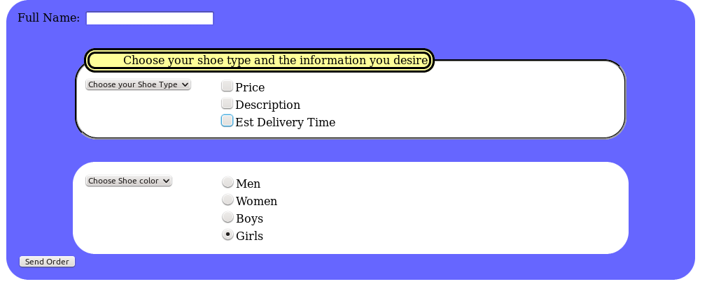 example form for arrays assignment